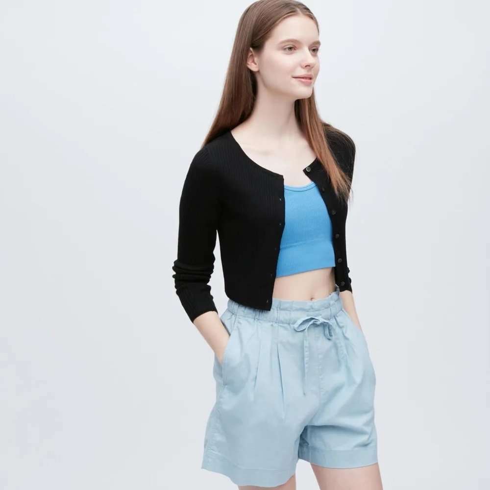 Uniqlo Cropped Black Cardigan